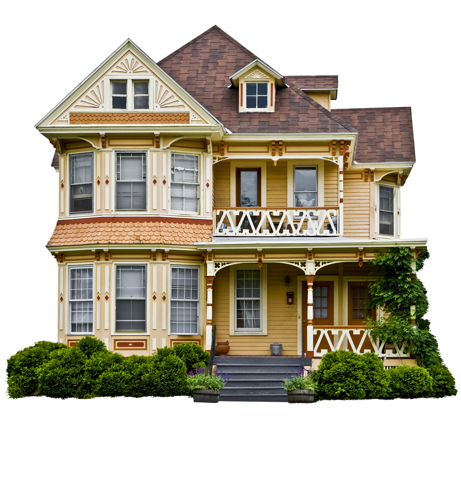 American House Home Isolated victorian grand house or home on white